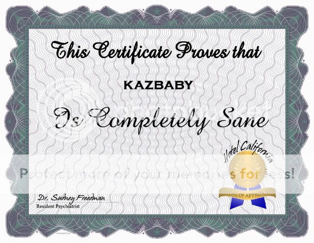 Certificate of Sanity